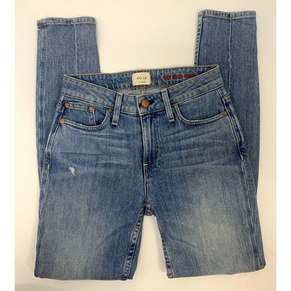 Alice + Olivia AO LA Good Mid Rise Exposed Button Ankle Jeans Size 25 - Picture 2 of 10